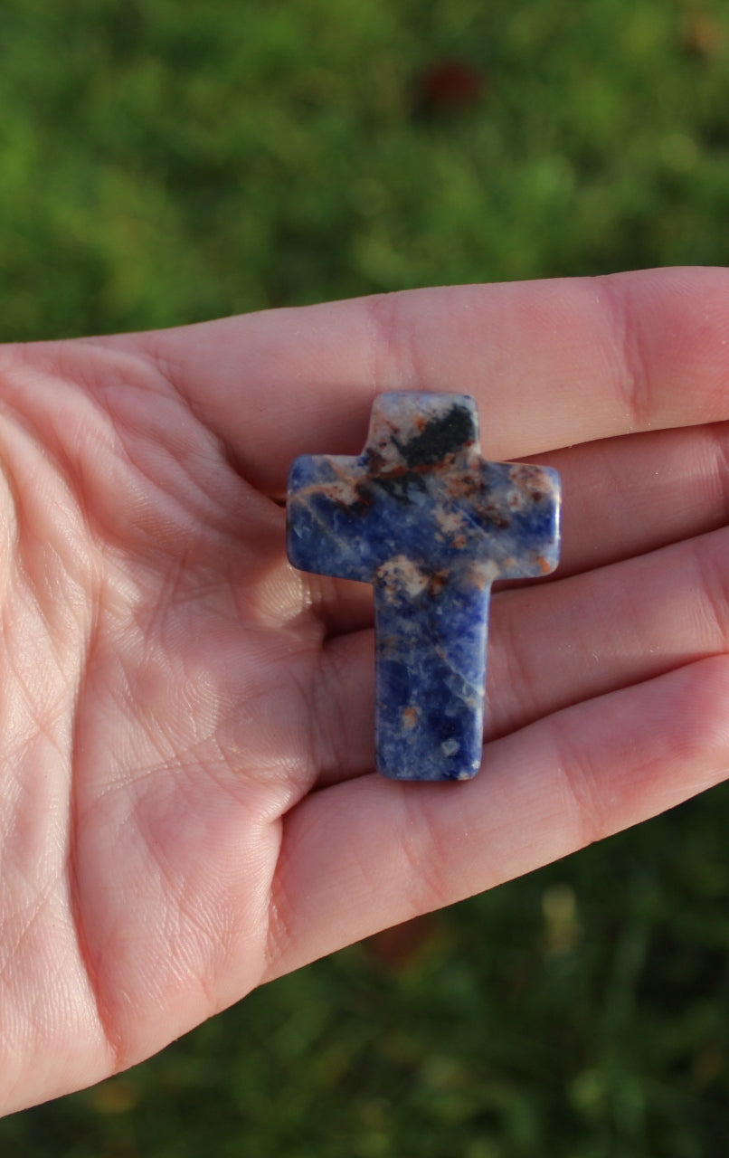 Sodalite Small Cross Carving