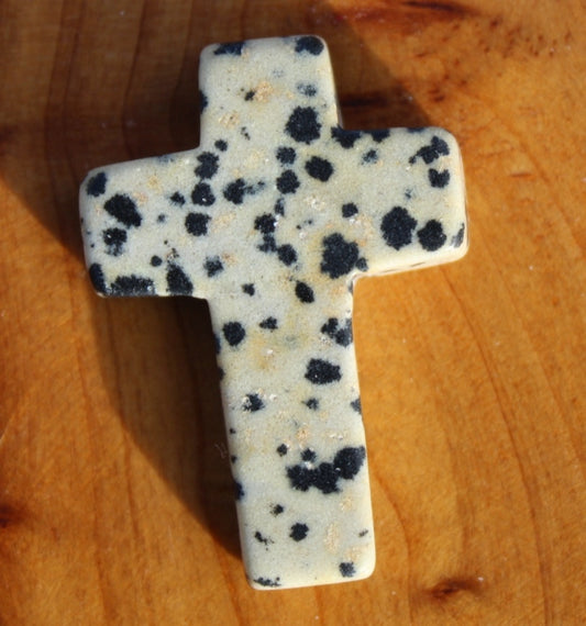 Dalmatian Jasper Small Cross Carving.