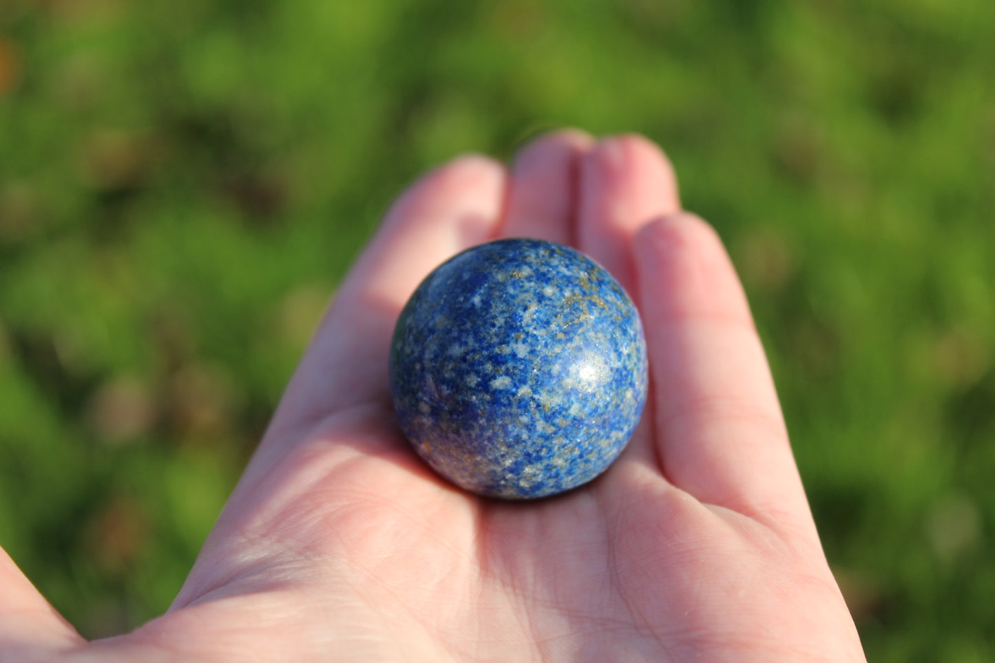 Lapis Lazuli Sphere And Wooden Sphere Holder Bundle.